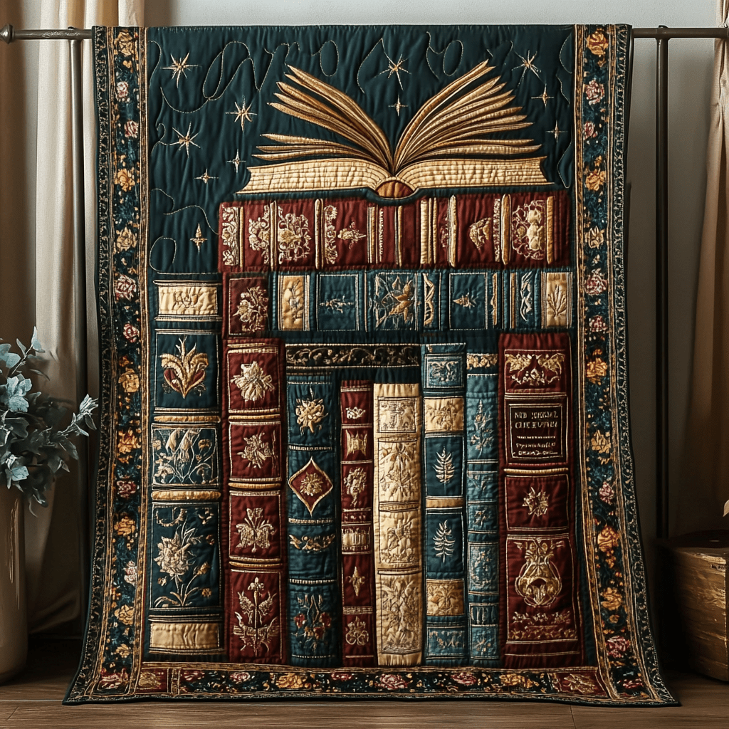 The Book Nest Quilted Blanket Cute Throw Blanket Great Book Themed Gifts - Marykun