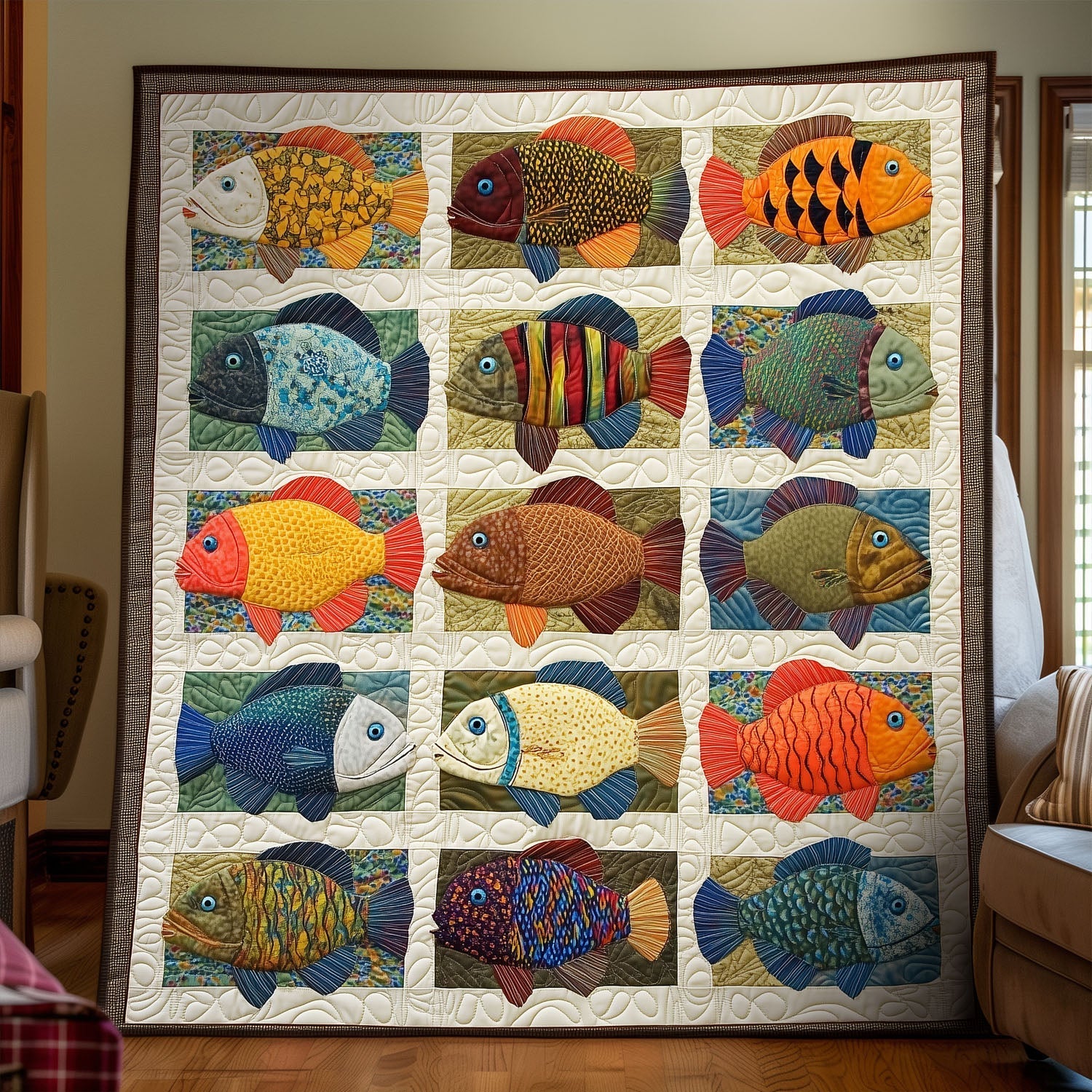 The Tackle Box Club Quilted Blanket Xmas Holiday Ocean Beach Themed Presents - Marykun