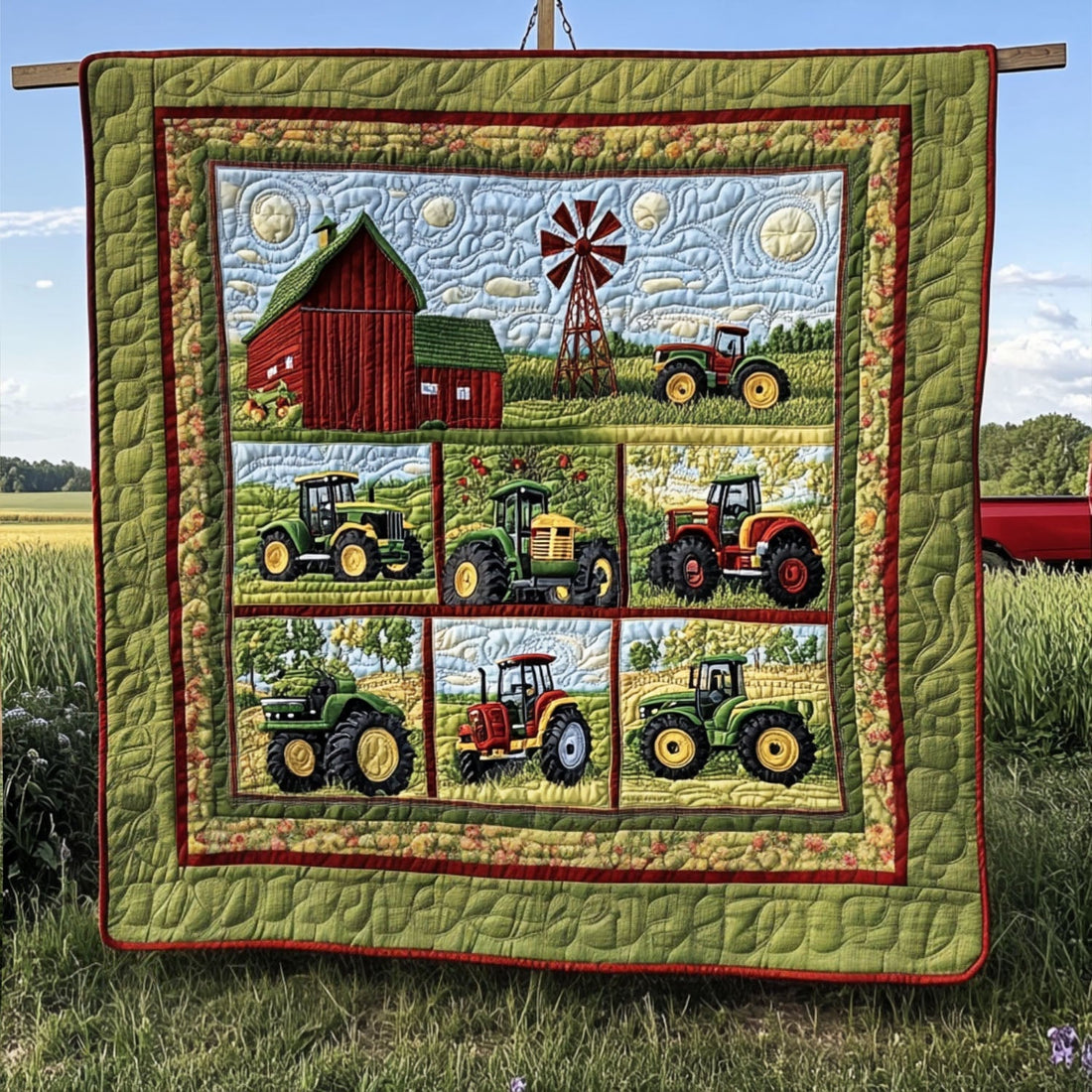 The Tractor Path Quilted Blanket Christmas Throw Blanket Best Present For A Farmer - Marykun