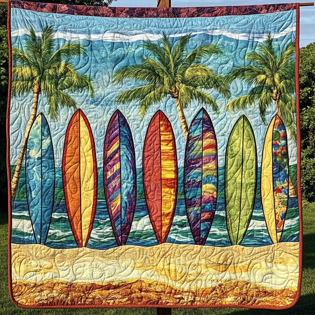 Tidal Escape Quilted Blanket Christmas Room Decor Gifts For Surfing Enthusiasts - Marykun