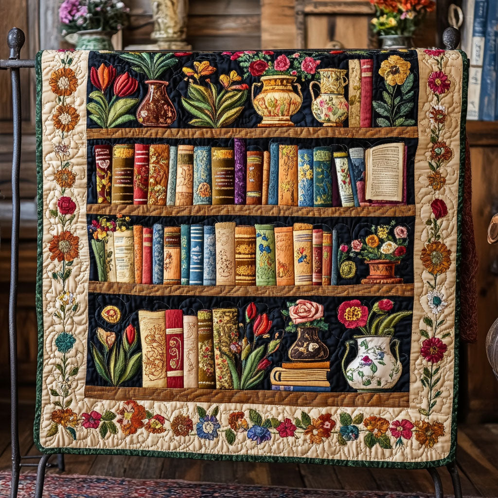 Timeless Bookshelf Dreams Quilted Blanket Bed Room Decor Christmas Gifts For Book Lovers - Marykun
