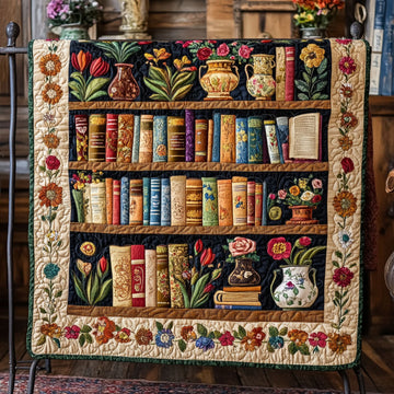 Timeless Bookshelf Dreams Quilted Blanket Bed Room Decor Christmas Gifts For Book Lovers - Marykun