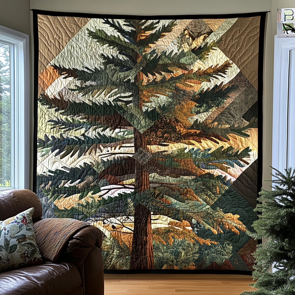 Timeless Evergreen Design Quilted Blanket Bed Room Decor Christmas Gifts For Nature Lovers - Marykun