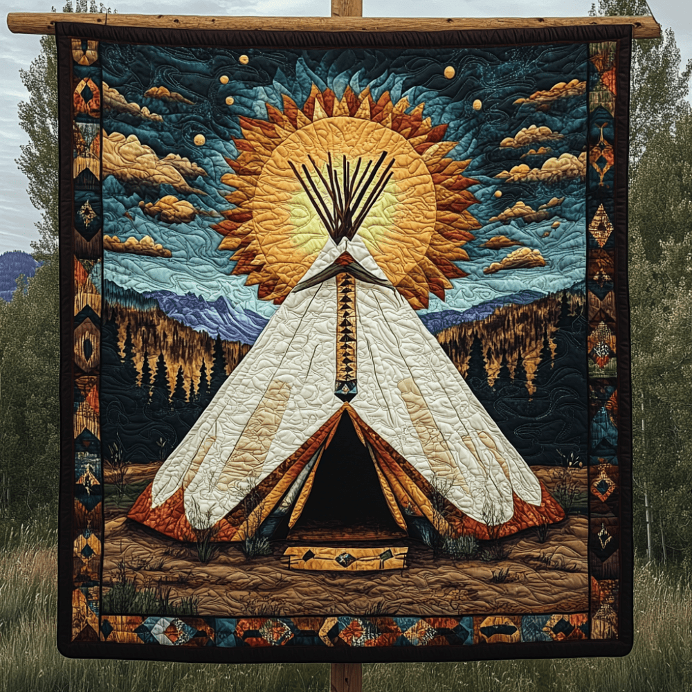 Tipi Love Quilted Blanket Holiday Throw Blanket Native American Gifts For Her - Marykun