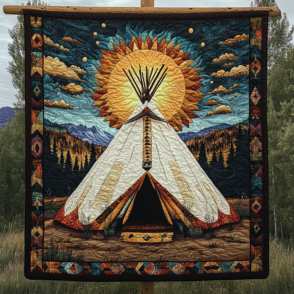Tipi Love Quilted Blanket Holiday Throw Blanket Native American Gifts For Her - Marykun