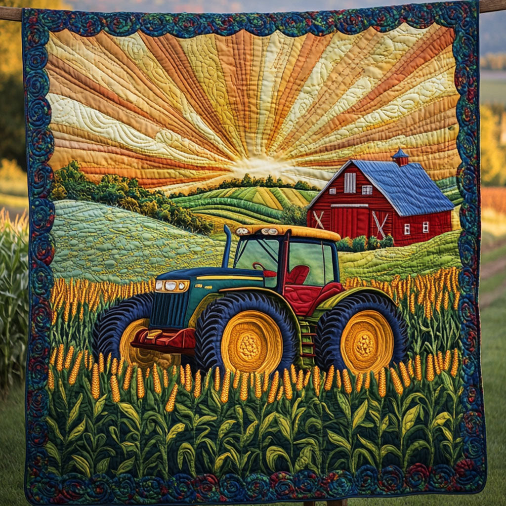Tractor in Bloom Quilted Blanket Best Couch Throw Blanket Christmas Gifts For Tractor Famers - Marykun