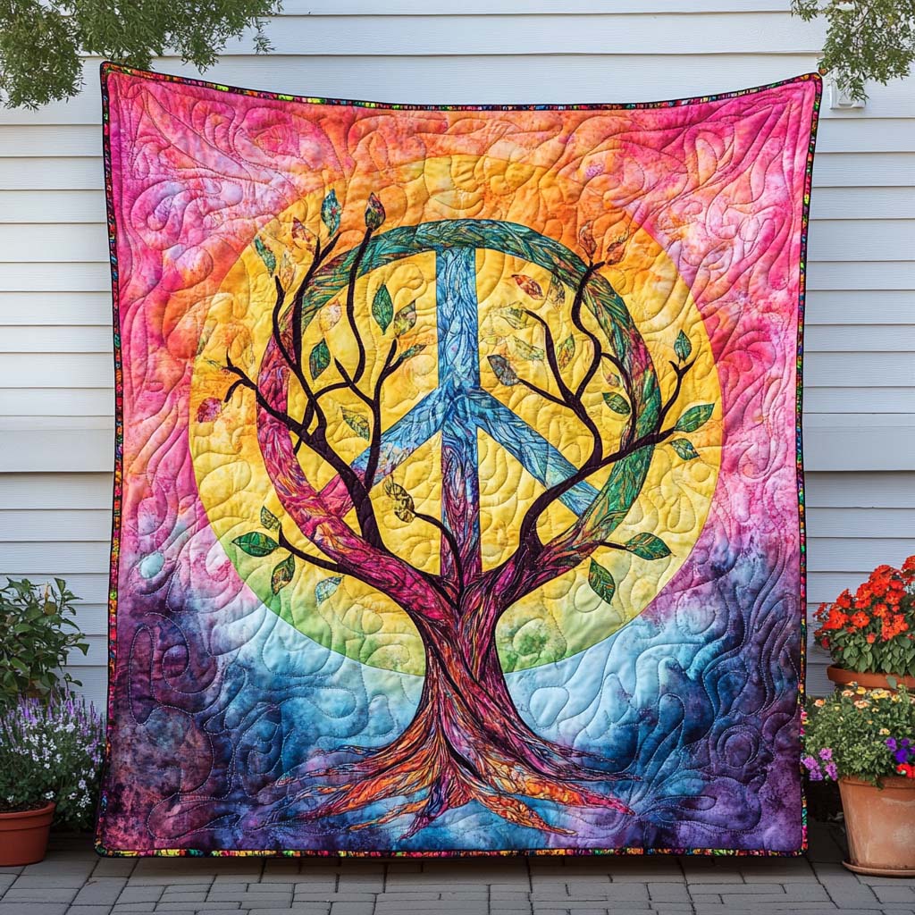 Tree of Harmony Quilted Blanket Bedroom Decor Christmas Black Cat Themed Gifts - Marykun