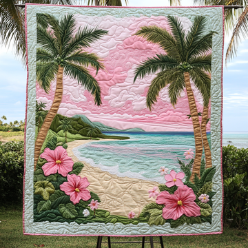 Tropic Kiss Quilted Blanket Holiday Throw Blanket Gift Ideas For Beach Lovers - Marykun