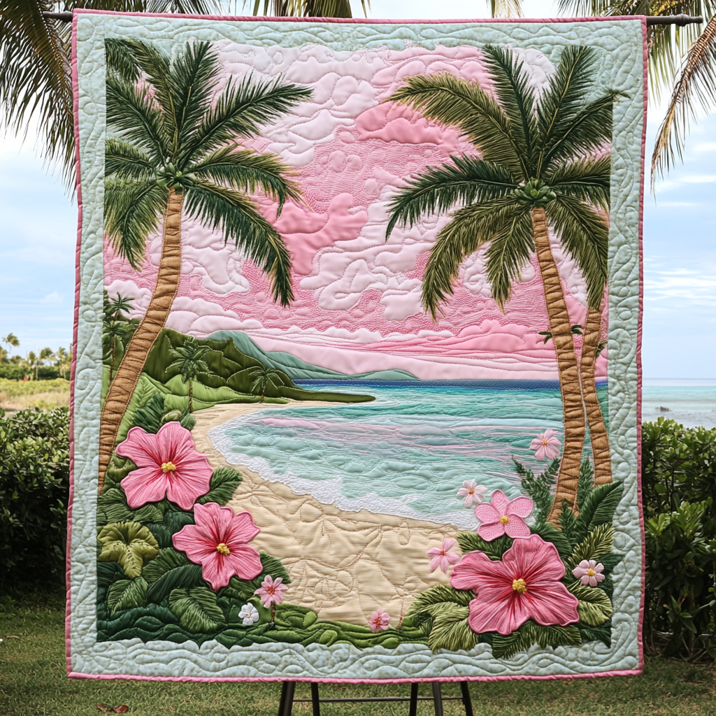 Tropic Kiss Quilted Blanket Holiday Throw Blanket Gift Ideas For Beach Lovers - Marykun