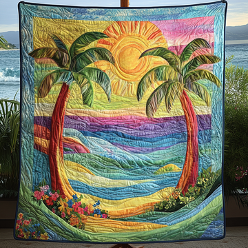 Tropical Bliss Quilted Blanket Best Couch Throw Blanket Best Christmas Gifts For Surfers - Marykun