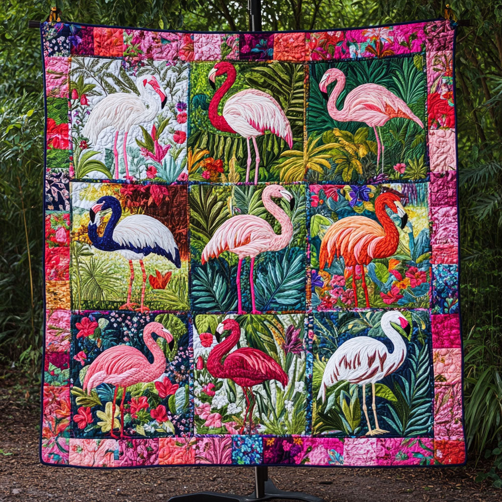 Tropical Flamingo Bliss Quilted Blanket Bed Christmas Decor Pink Flamingo Gifts - Marykun