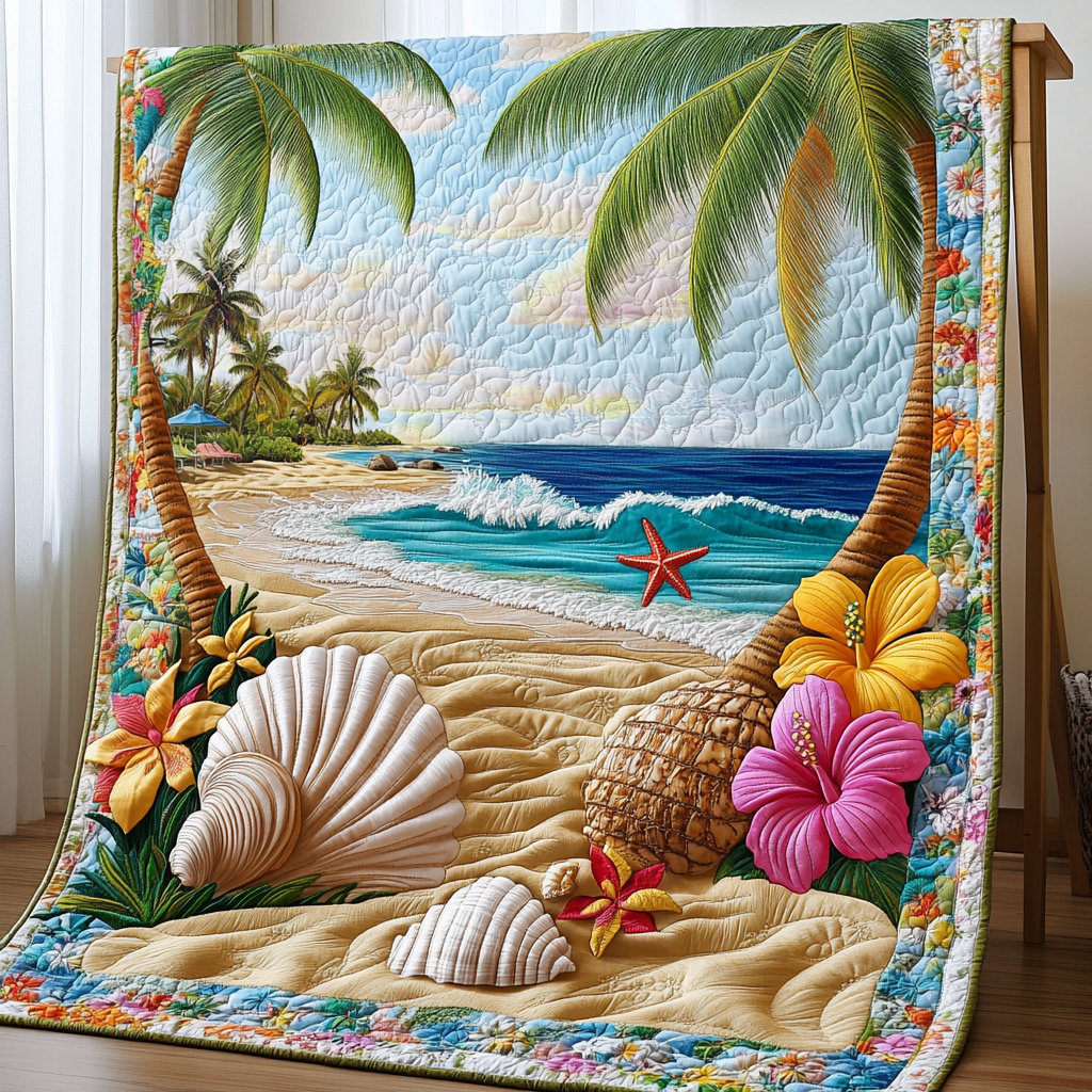 Tropical Starfish Quilted Blanket Sofa Couch Throw Blanket Christmas Gifts For The Beach Lover - Marykun