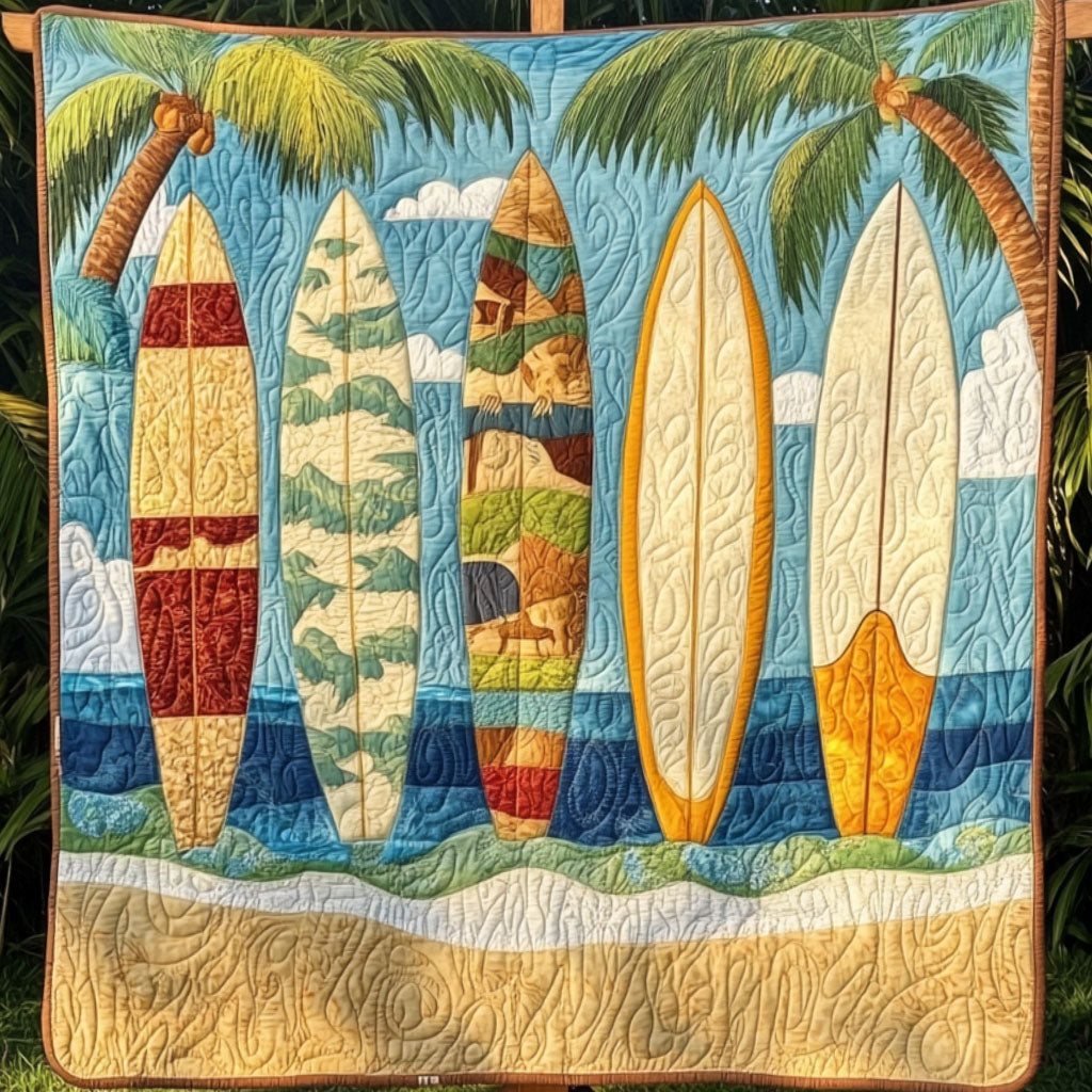 Tropical Surf Vibes Quilted Blanket Sofa Couch Throw Blanket Cool Gifts For Surfers - Marykun