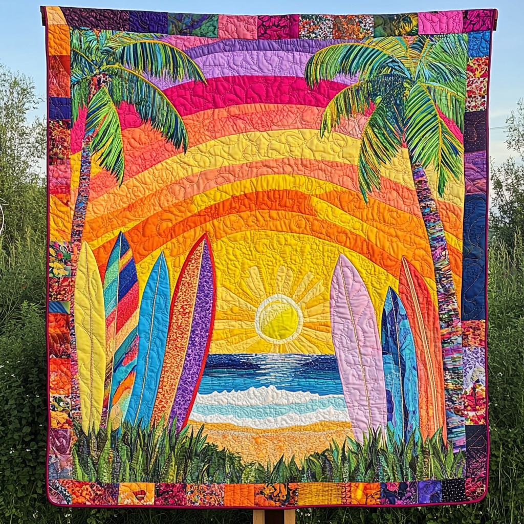 Tropical Surfboards Quilted Blanket Cute Bedroom Decor Gifts For Labrador Owners - Marykun
