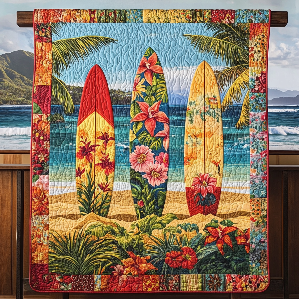 Tropical Trio Quilted Blanket Best Throw Blanket Beach Christmas Gifts - Marykun