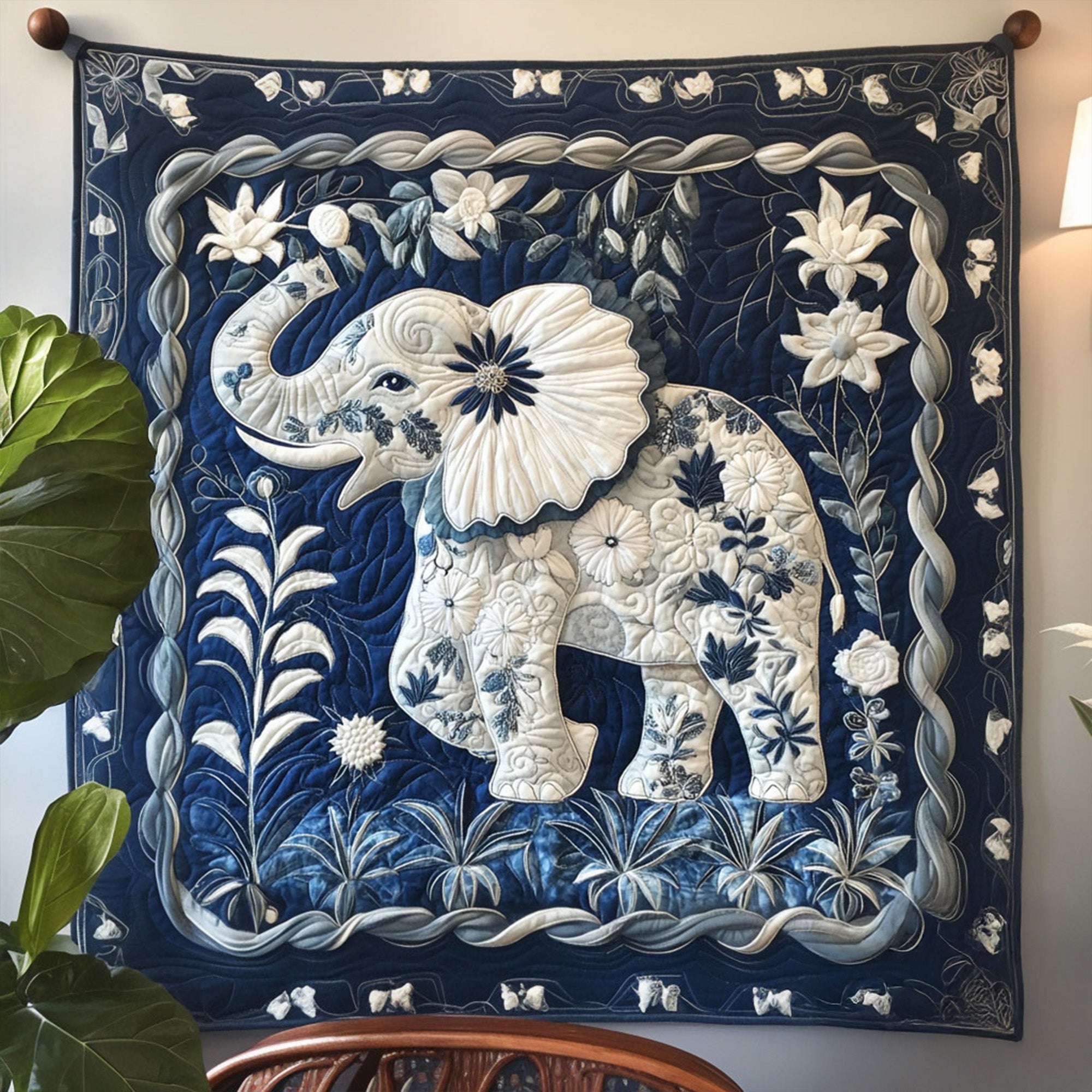 Trunked Glory Quilted Blanket Cute Throw Blanket Lotus Flower Themed Gifts - Marykun