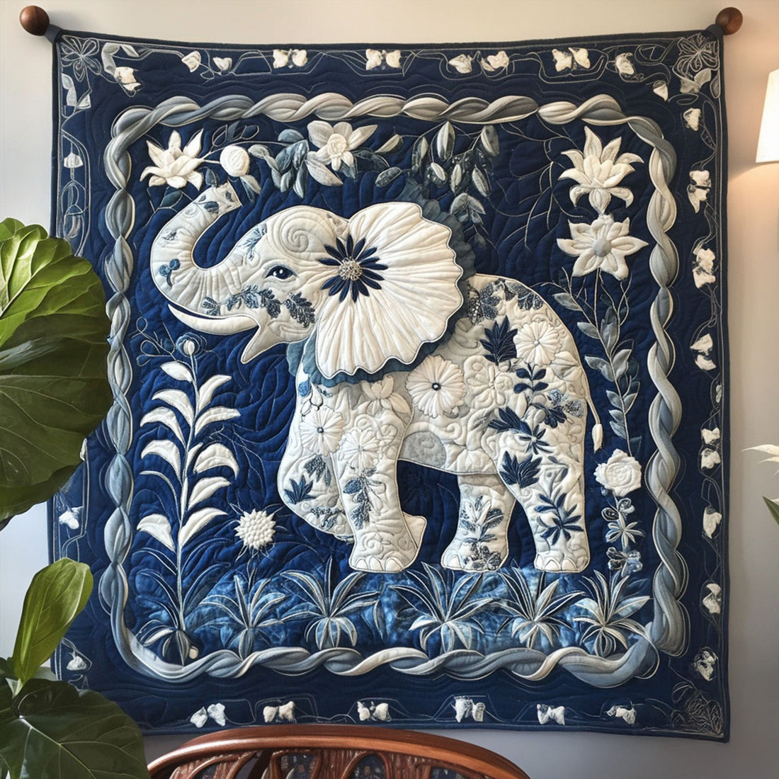 Trunked Glory Quilted Blanket Cute Throw Blanket Lotus Flower Themed Gifts - Marykun