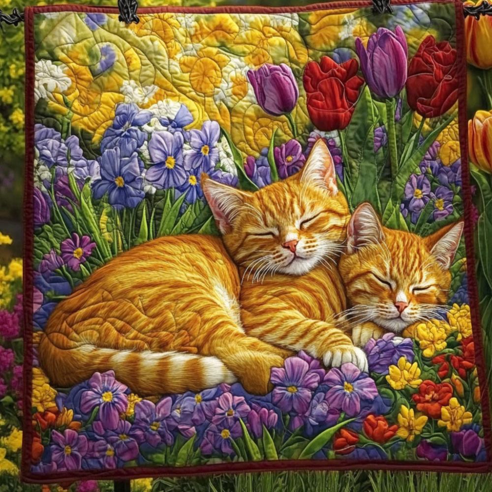 Tulip Dreams Quilted Blanket Christmas Room Decor Cat Present Ideas Xmas - Marykun