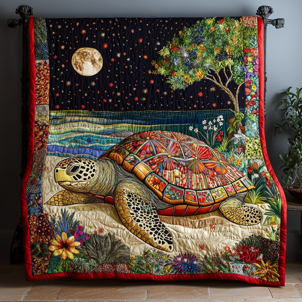 Turtle Path Quilted Blanket Best Throw Blanket Birthday Gift Ideas For Beach Lovers - Marykun