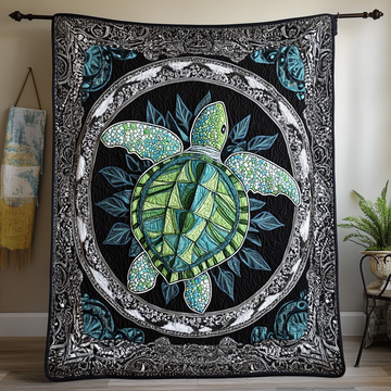 Turtle Waves Quilted Blanket Christmas Holiday Cool Gifts For Beach Lovers - Marykun