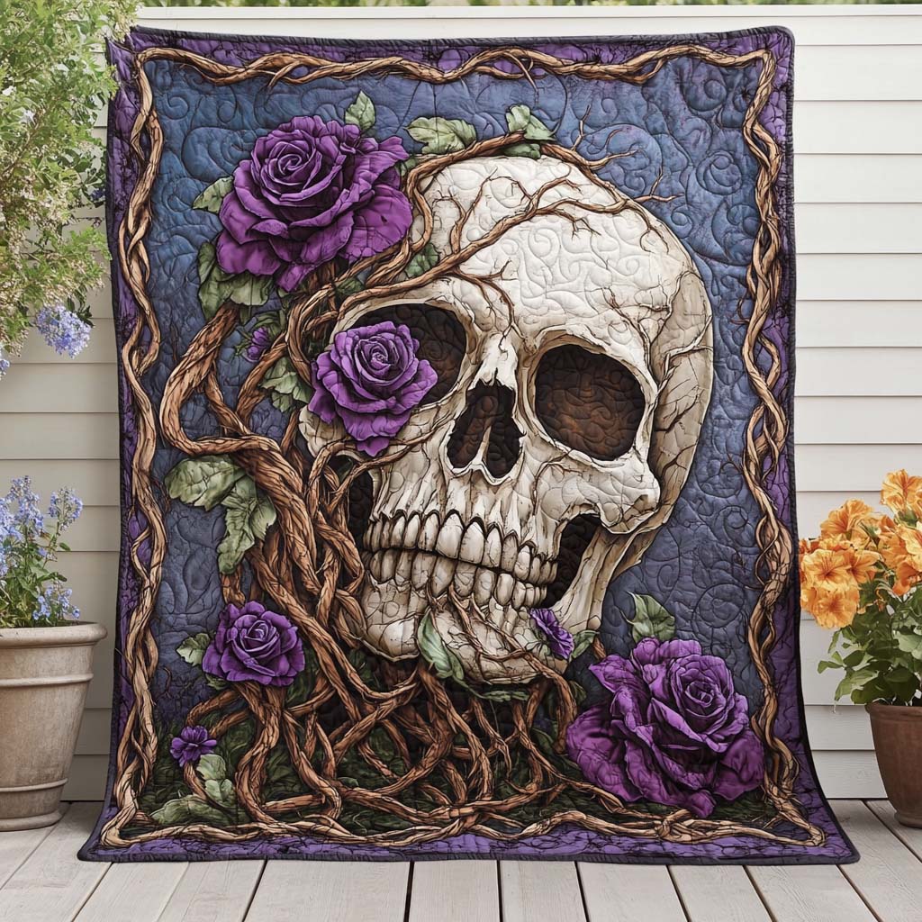 Twisted Bloom Skull Quilted Blanket Bed Christmas Decor Bee Themed Presents - Marykun