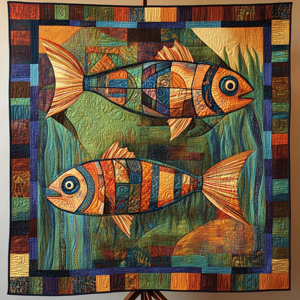 Underwater Mosaic Quilted Blanket Christmas Room Decor Best Gifts For Fisherman 2025 - Marykun