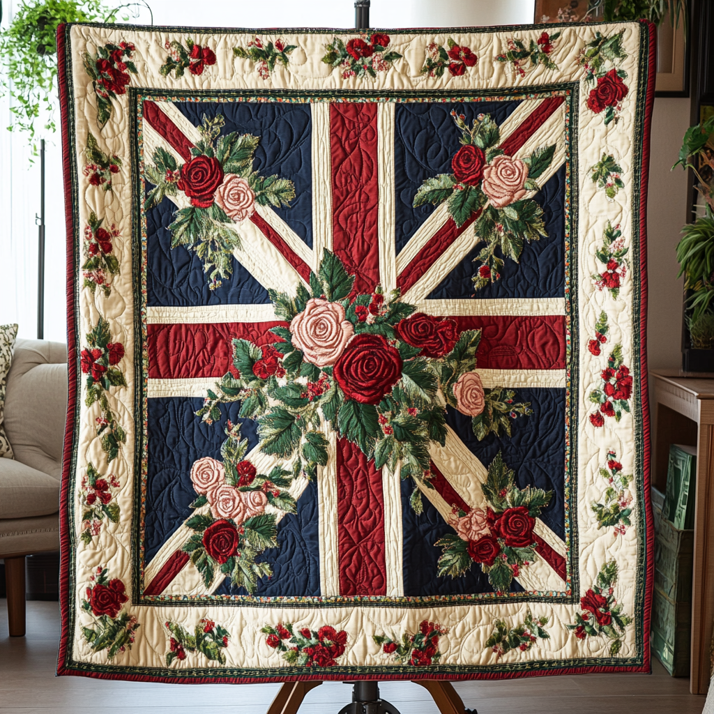 Union Blossom Quilted Blanket Bedroom Xmas Decor Gifts For People Who Love England - Marykun
