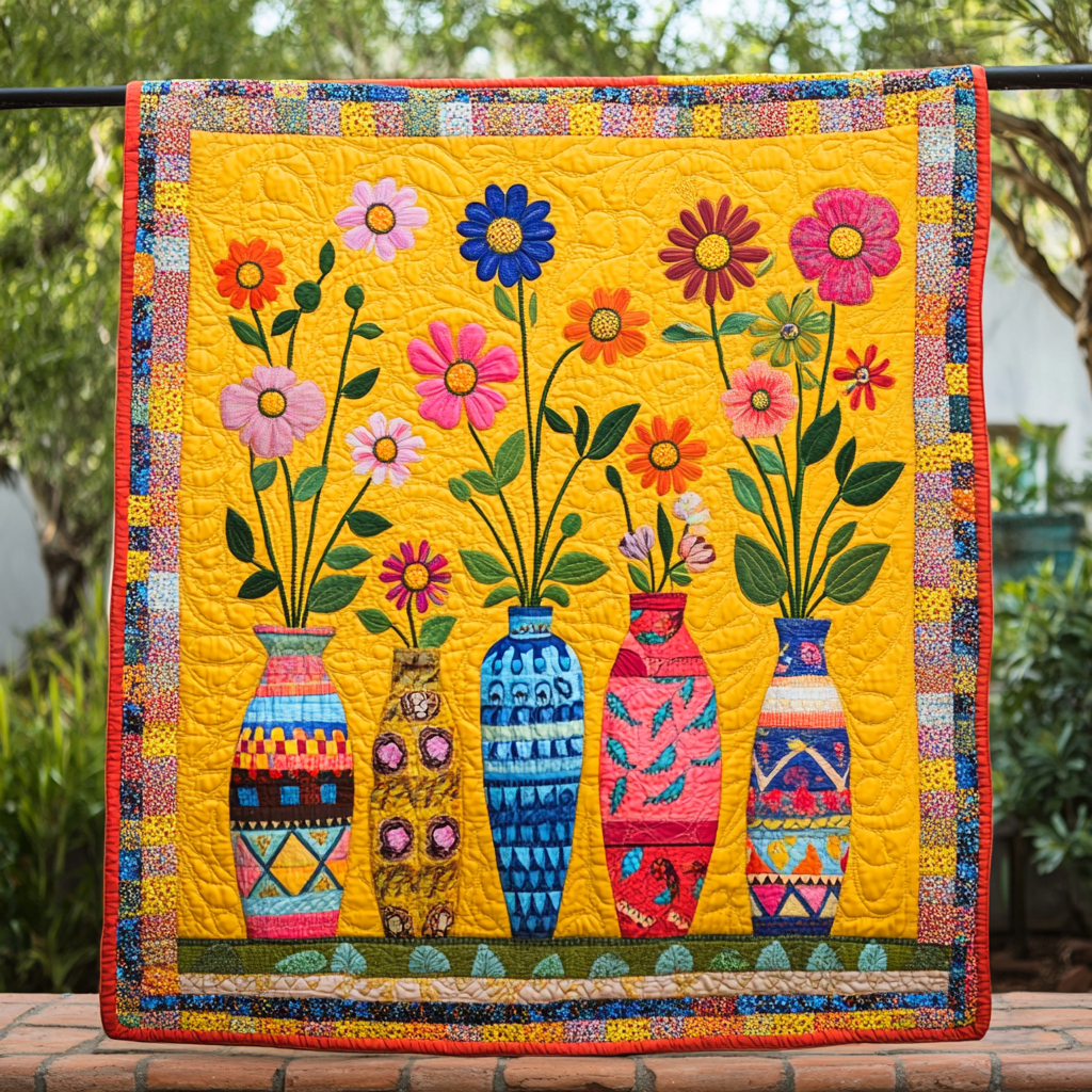 Vase Bloom Quilted Blanket Best Throw Blanket Gifts For Mexican Families - Marykun