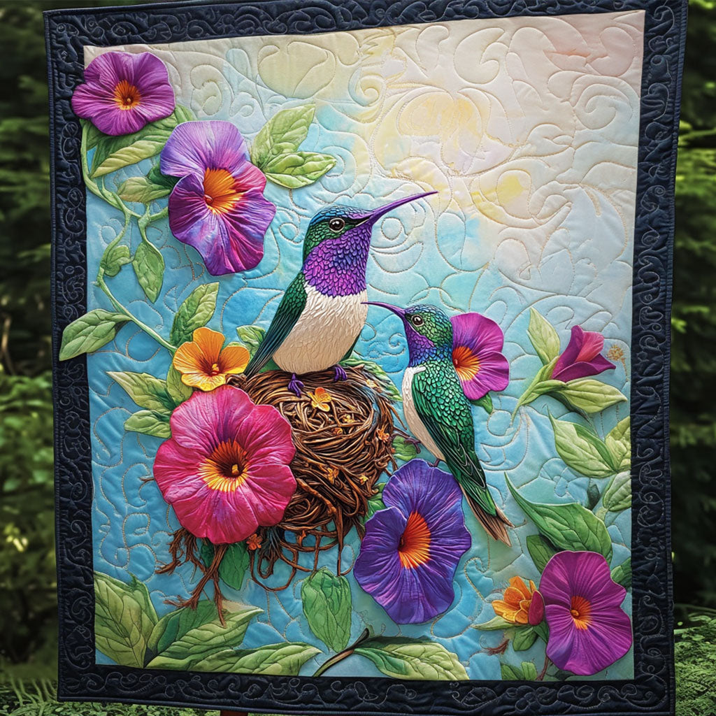 Vibrant Hummingbirds Quilted Blanket Bed Christmas Decor Beautiful Hummingbird Gifts - Marykun