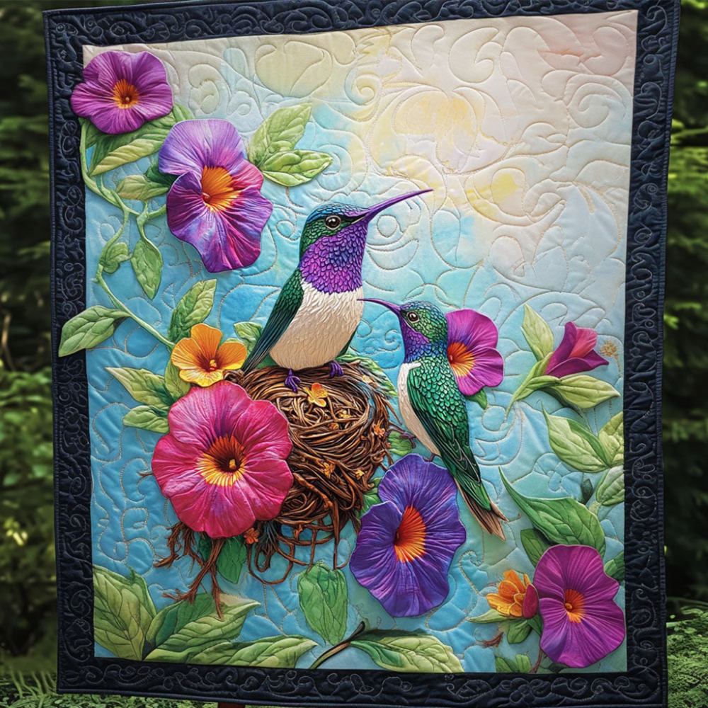Vibrant Hummingbirds Quilted Blanket Bed Christmas Decor Beautiful Hummingbird Gifts - Marykun