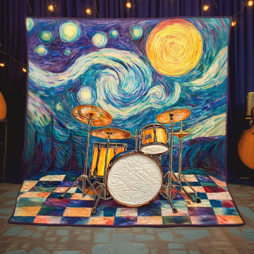 Vibrant Percussion Quilted Blanket Best Throw Blanket Secret Santa Gifts For Drummers - Marykun