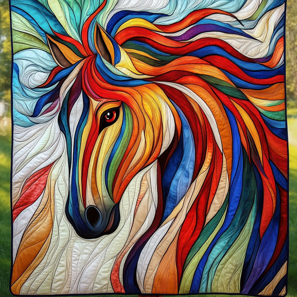 Vibrant Steed Quilted Blanket Bedroom Xmas Decor Best Presents For Horse Lovers - Marykun
