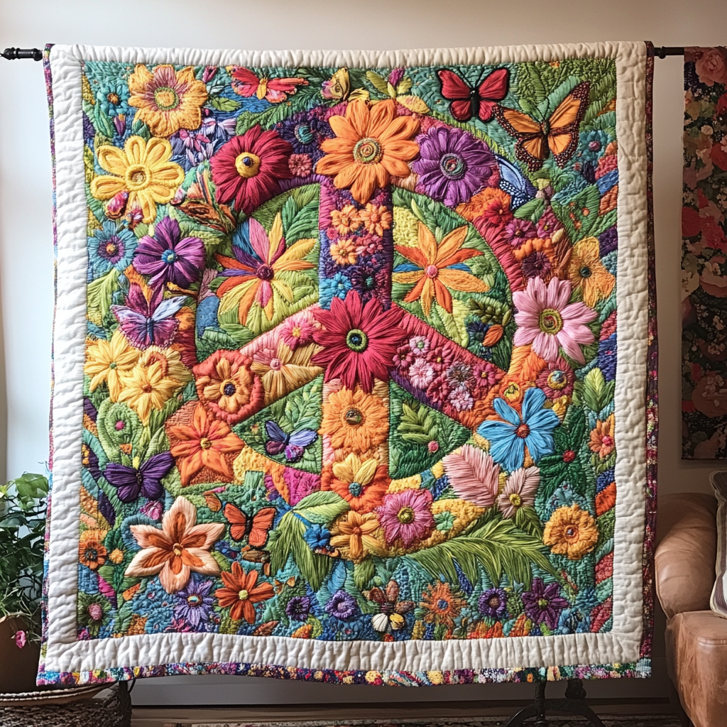 Vibrant Tranquility Quilted Blanket Sofa Couch Throw Blanket Birthday Presents For Hippies - Marykun