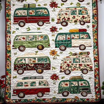 Vintage Roadtrip Charm Quilted Blanket Xmas Holiday Unique Christmas Gifts For Family - Marykun