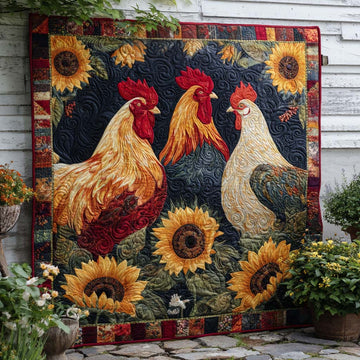 Vintage Rooster Field Quilted Blanket Best Throw Blanket Skull Gifts For Women - Marykun