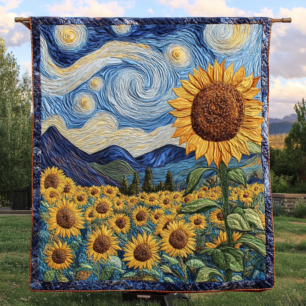 Warm Embrace Quilted Blanket Bed Christmas Decor Sunflower Presents - Marykun