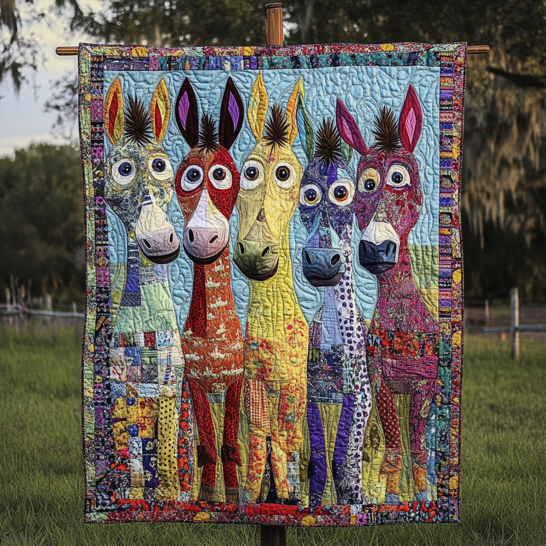 Whimsical Farm Animal Quilted Blanket Christmas Bedroom Decor Donkey Gift Ideas - Marykun