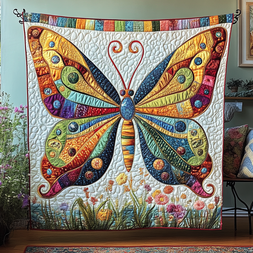 Whimsy Wings Quilted Blanket Bedroom Decor Christmas Butterfly Themed Gift Items - Marykun