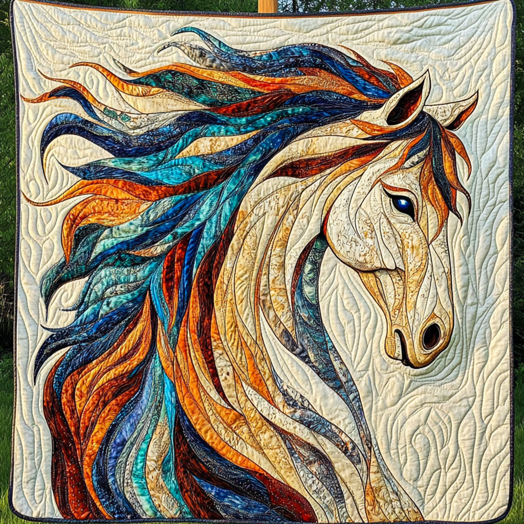 Whirlwind Mane Quilted Blanket Christmas Holiday Unique Gifts For Horse Owners - Marykun