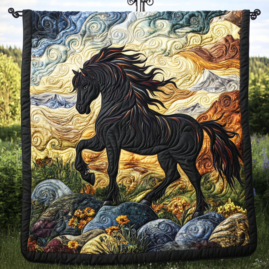 Whirlwind Mane Quilted Blanket Winter Decor Blanket Gifts For Young Horse Riders - Marykun