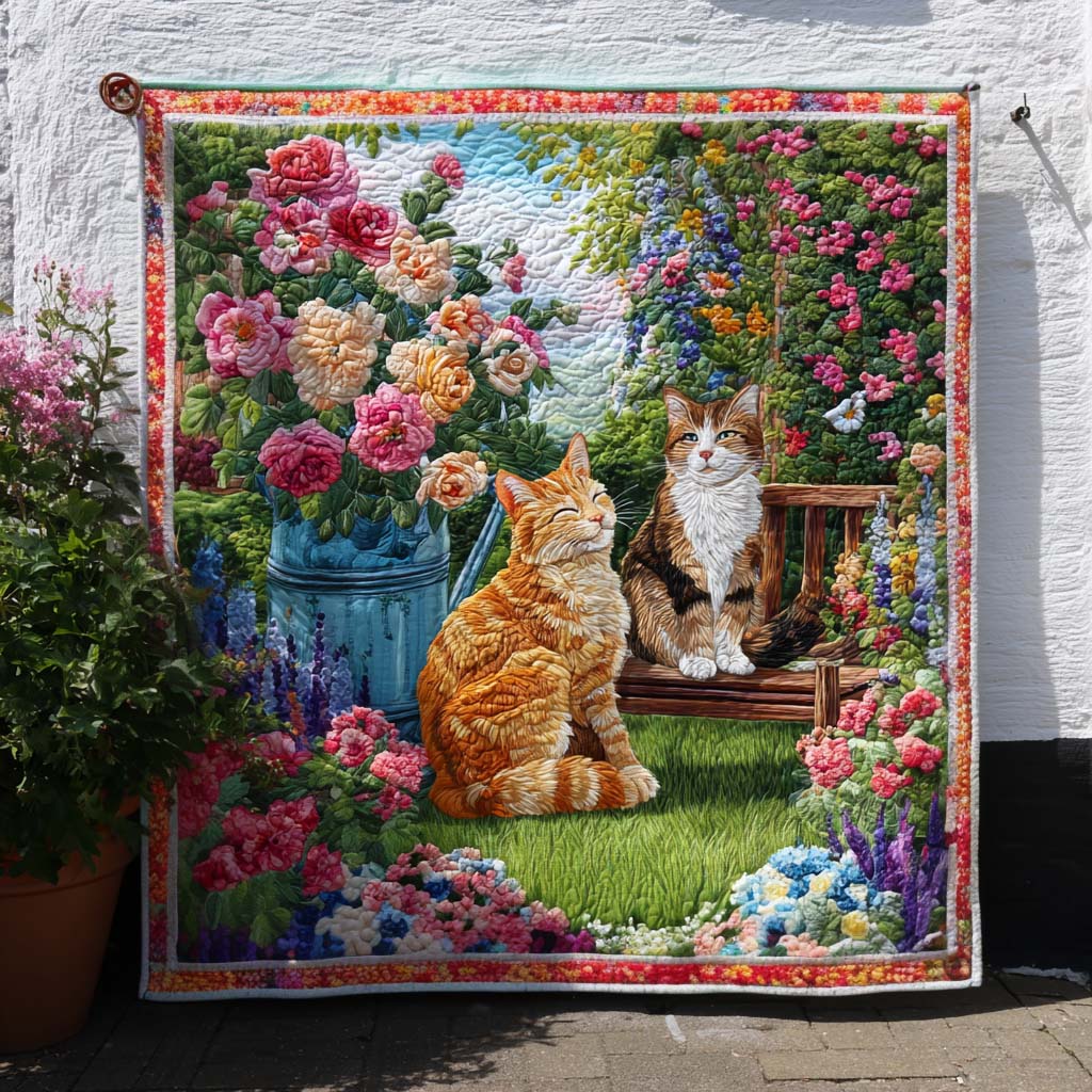 Whisker Flowers Quilted Blanket Best Couch Throw Blanket Womens Cat Gifts - Marykun