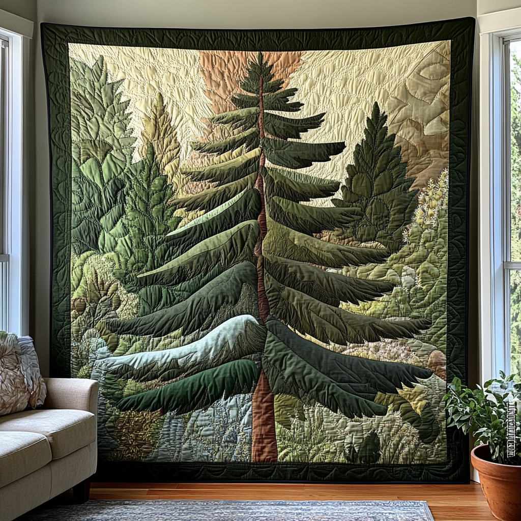 Whispering Pines Quilted Blanket Bedroom Decor Best Gifts For Nature Lovers - Marykun