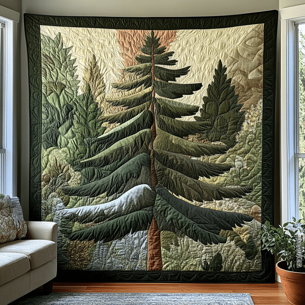 Whispering Pines Quilted Blanket Bedroom Decor Best Gifts For Nature Lovers - Marykun