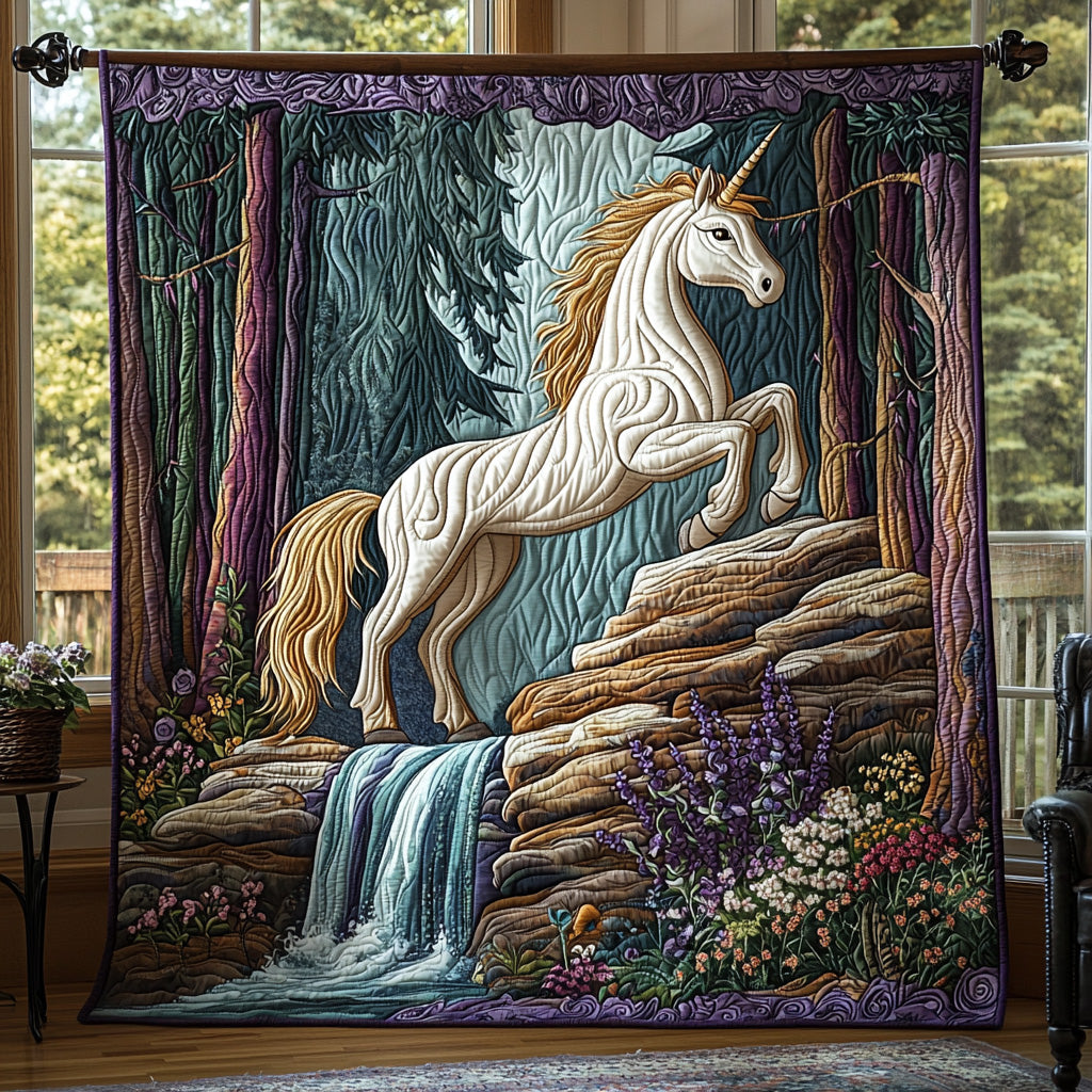 Whispering Unicorn Quilted Blanket Bedroom Decor Christmas Deer Themed Gifts For Him - Marykun