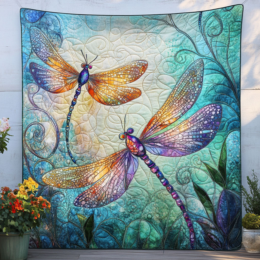 Whispering Wings Quilted Blanket Best Throw Blanket Gifts For Dragonfly Lovers - Marykun