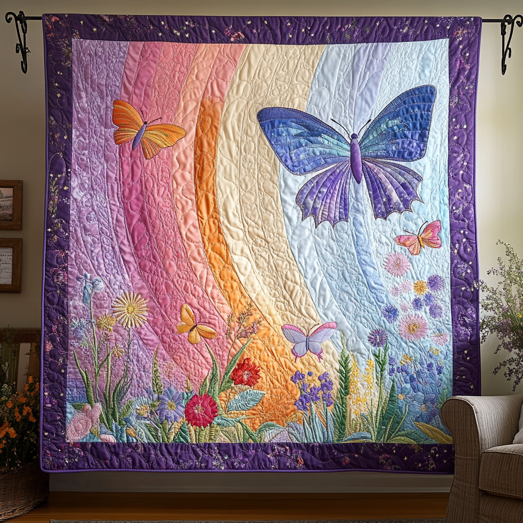 Whispering Wings Quilted Blanket Winter Decor Blanket Gifts With Butterfly Theme - Marykun