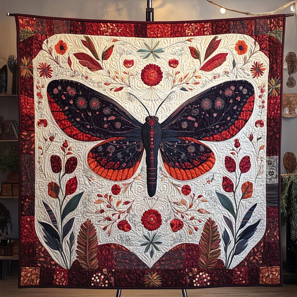 Whispers in Flight Quilted Blanket Best Throw Blanket Gift For Butterfly Lover - Marykun