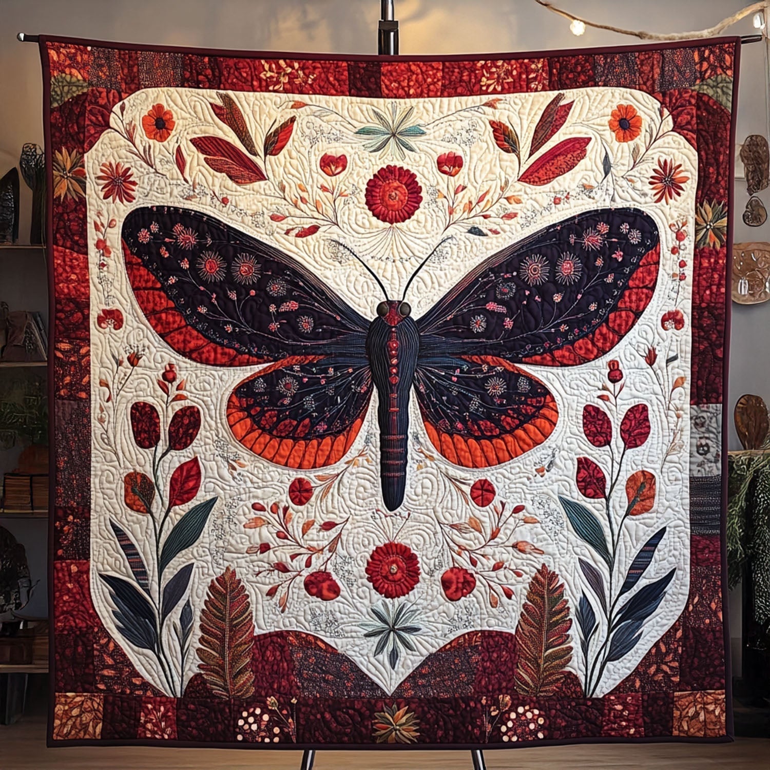 Whispers in Flight Quilted Blanket Best Throw Blanket Gift For Butterfly Lover - Marykun
