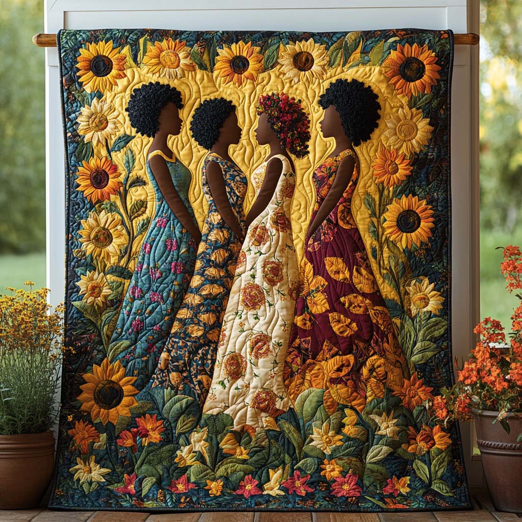 Whispers of Gold Quilted Blanket Best Couch Throw Blanket Melanin Themed Gifts - Marykun