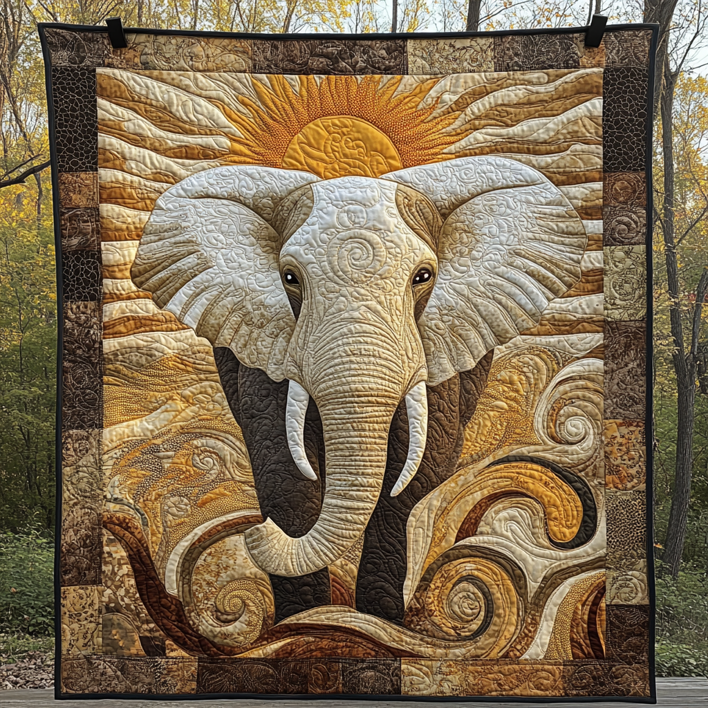 Wild Elephant Quilted Blanket Christmas Holiday Best Gifts For Bear Lovers Men - Marykun